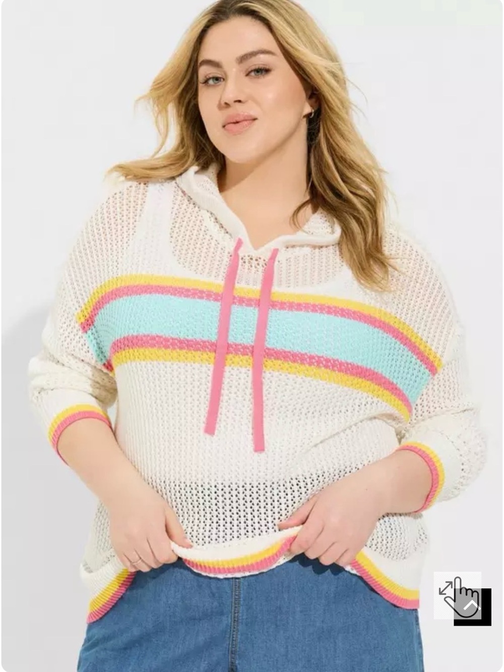 torrid Pointelle Boxy Hooded sweater- Sz 2 (2XL)
